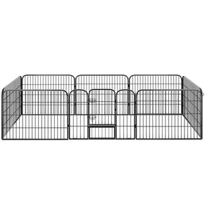 Tectake 8-Section Dog Pen Lisa 154 x 154 x 60 cm Grey