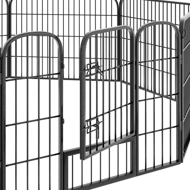 Tectake 8-Section Dog Pen Lisa 154 x 154 x 60 cm Grey