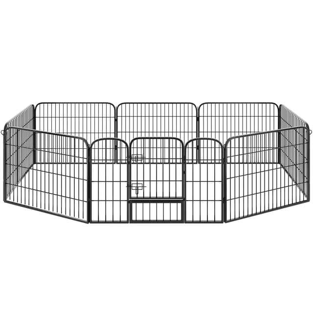 Tectake 8-Section Dog Pen Lisa 154 x 154 x 60 cm Grey