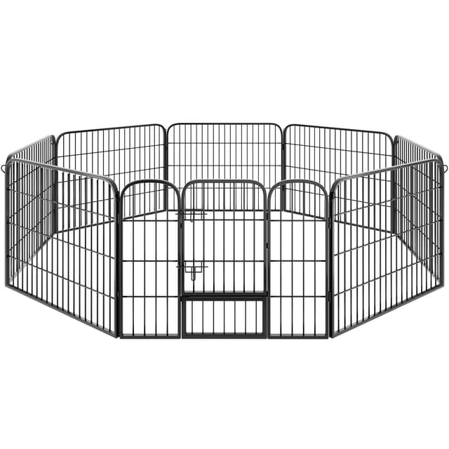 Tectake 8-Section Dog Pen Lisa 154 x 154 x 60 cm Grey