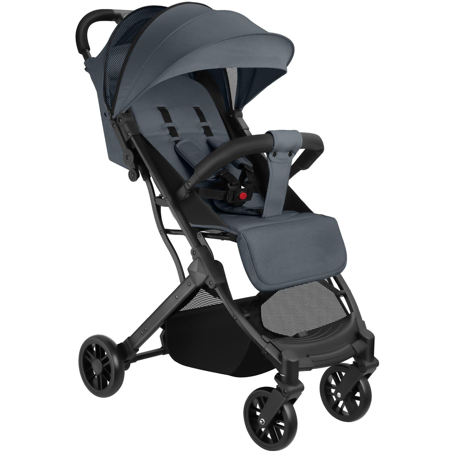 Pushchair Finn - foldable, 5-point harness, one-hand folding, easy-care fabric - anthracite
