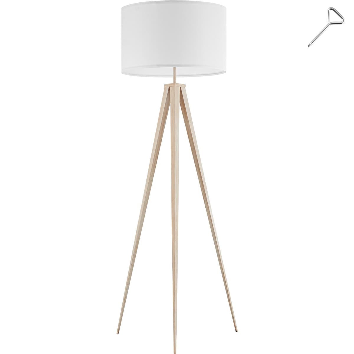 Tectake Lunaris Tripod Floor Lamp, Oak, White
