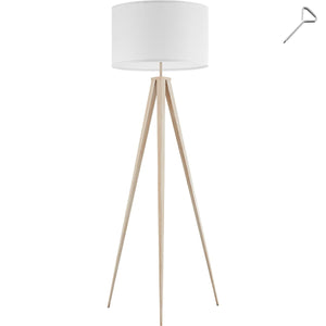 Tectake Lunaris Tripod Floor Lamp, Oak, White