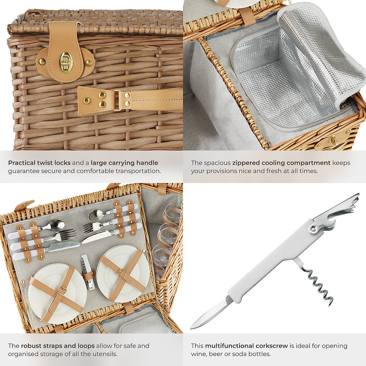 Tectake Picnic Basket with Cooler Compartment