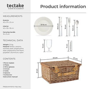 Tectake Picnic Basket with Cooler Compartment
