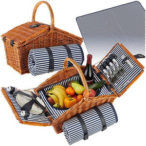 Tectake Picnic basket Usedom for 4 people, with cooler compartment & accessories