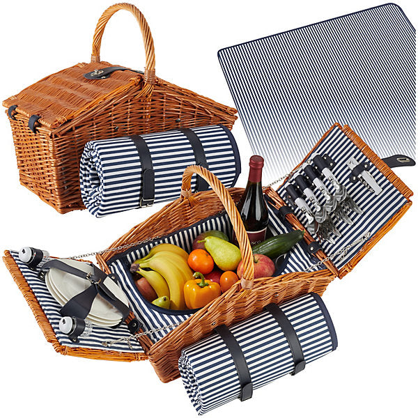 Tectake Picnic basket Usedom for 4 people, with cooler compartment & accessories