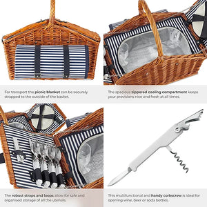Tectake Picnic basket Usedom for 4 people, with cooler compartment & accessories