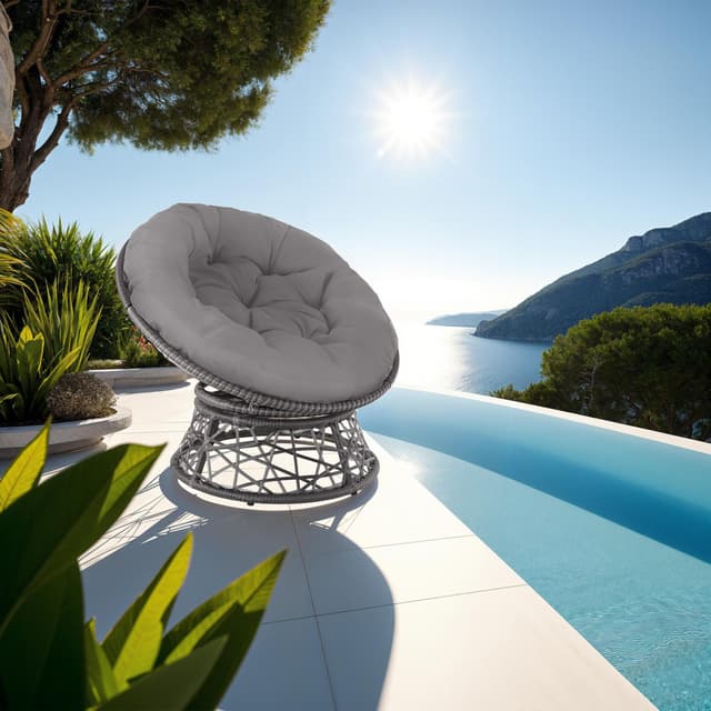 tectake Polyrattan Garden Chair Gargano 92 x 80 x 80.5 cm Grey
