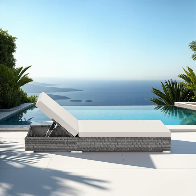 Tectake Set with 2 Sun Loungers and 1 Table, 184 x 60 x 21 cm, Grey