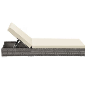 Tectake Set with 2 Sun Loungers and 1 Table, 184 x 60 x 21 cm, Grey