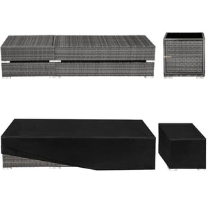 Tectake Set with 2 Sun Loungers and 1 Table, 184 x 60 x 21 cm, Grey