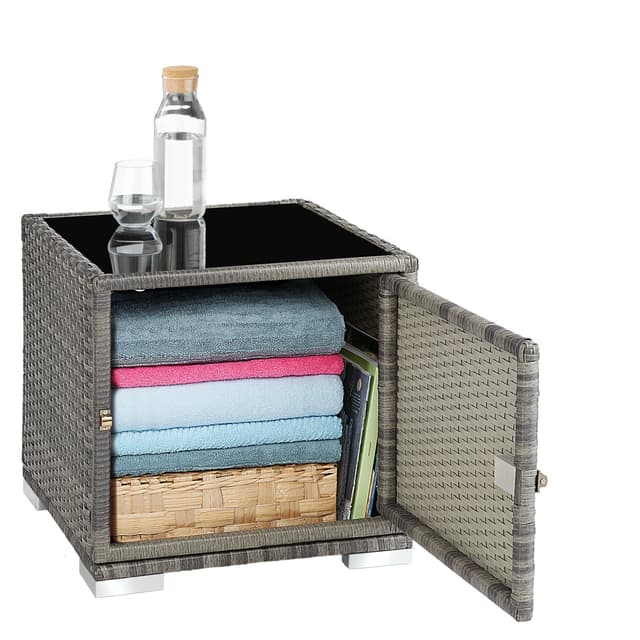 Tectake Set with 2 Sun Loungers and 1 Table, 184 x 60 x 21 cm, Grey