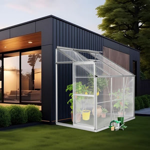 Tectake wall greenhouse with foundation
