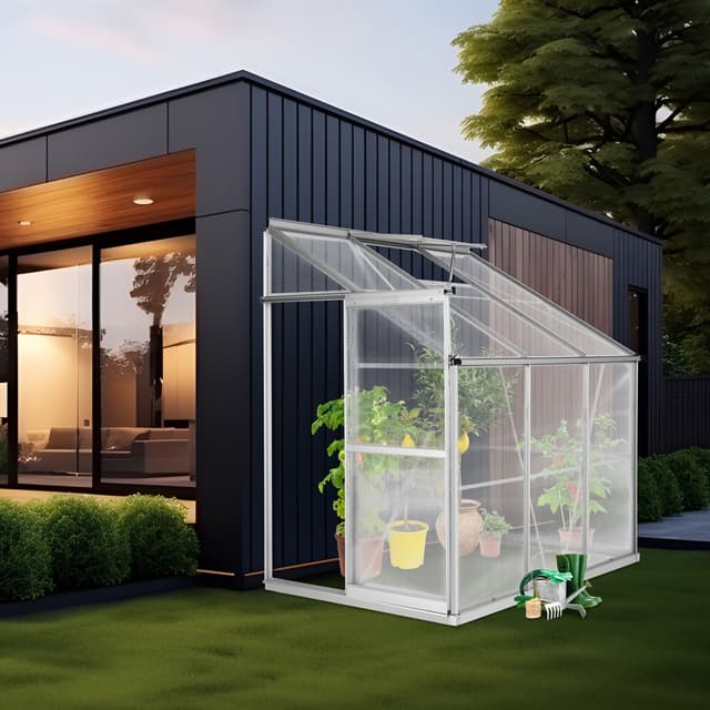 Tectake wall greenhouse with foundation