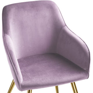 Marilyn Padded Velvet Armchair with Golden Steel Legs, Pink