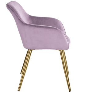 Marilyn Padded Velvet Armchair with Golden Steel Legs, Pink