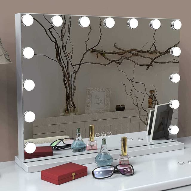 Uniq XL Hollywood Vanity Mirror with 15 LED Bulbs and Touch Function, White