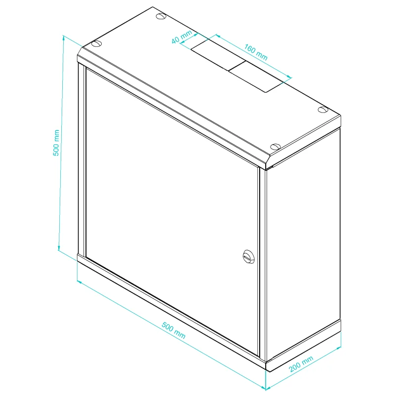 Universal wall-mounted metal enclosure 500 × 500 × 200 mm