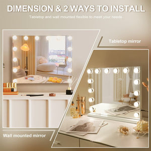 Vanitii Hollywood Makeup Mirror with 14 Bulbs 50x40cm, White