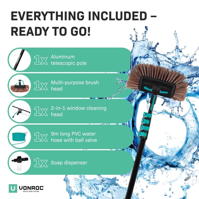 Vonroc Telescopic Brush 2-in-1 Multi-purpose Brush 6,5m