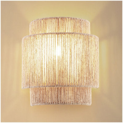 Wall Light Lignea in 3 Tiers, Jute Fibre and Boho Chic Design -nature