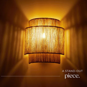 Wall Light Lignea in 3 Tiers, Jute Fibre and Boho Chic Design -nature