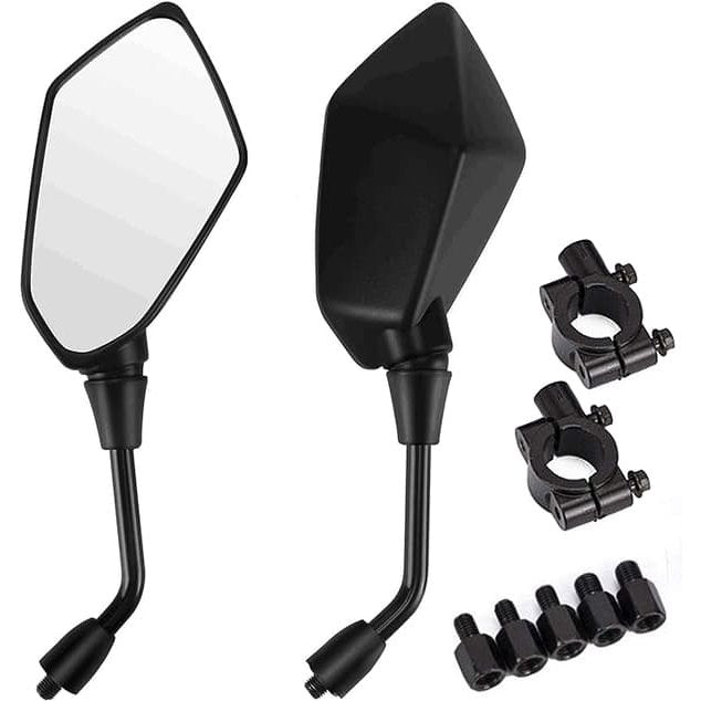 Universal Motorcycle Rearview Mirrors - Pair, Black
