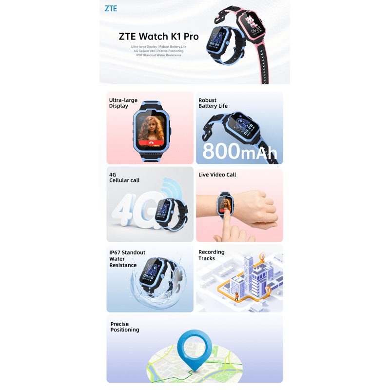 ZTE K1 Pro Grey Kids Smart Watch